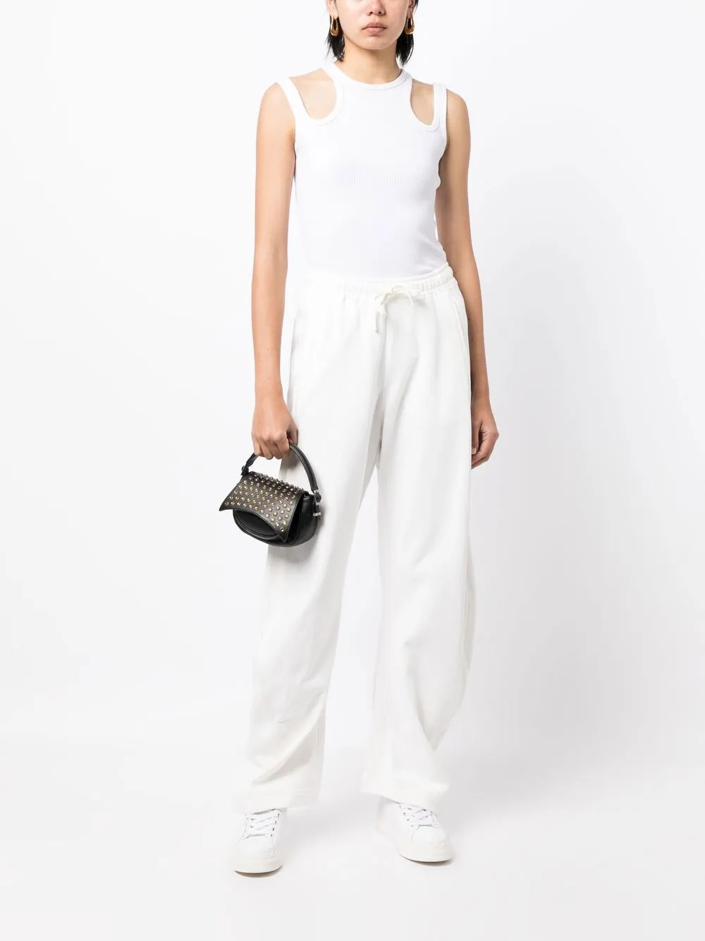 Shop Jnby Straight-leg Drawstring Track Pants In White