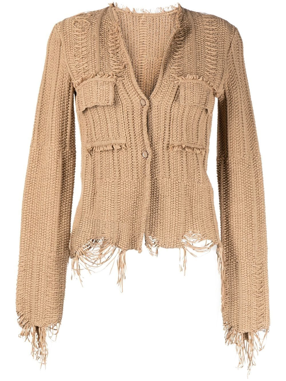 Jnby Cropped Button-up Cardigan In Brown