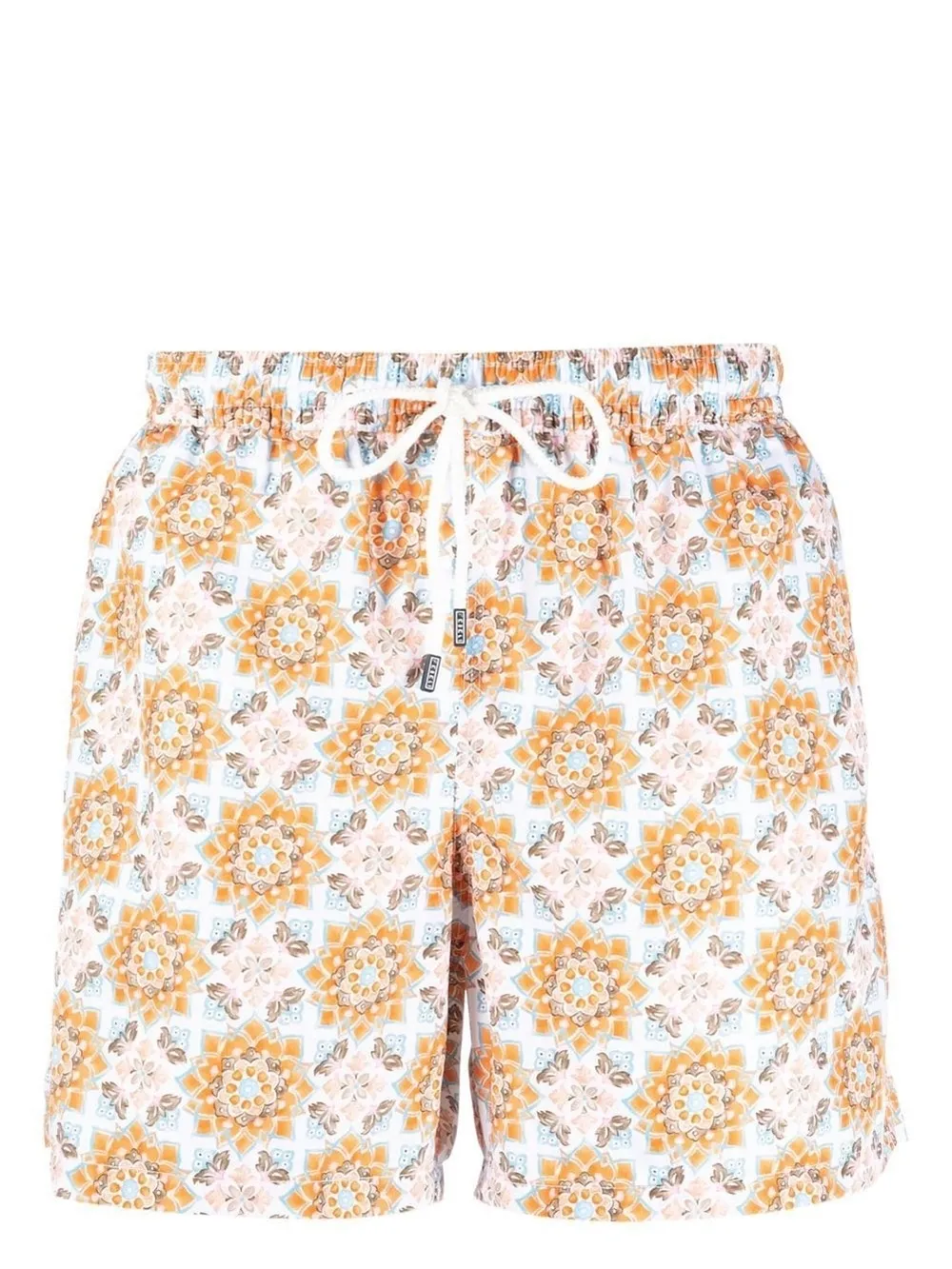 

Fedeli Madeira geometric-print swim shorts - White