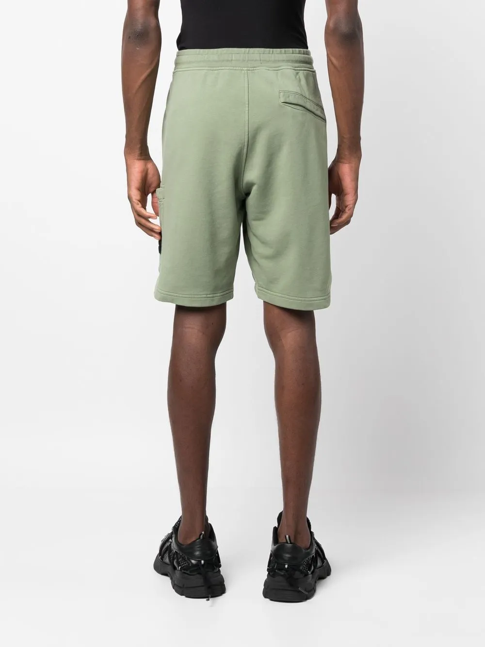 Stone Island Drawstring Logo Patch Shorts In Green