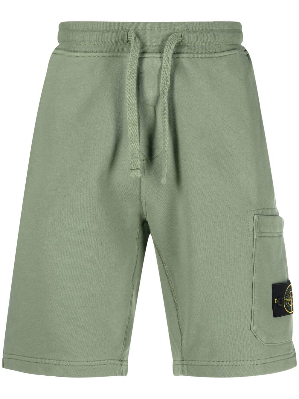 Stone Island Compass-logo cotton track shorts - Green