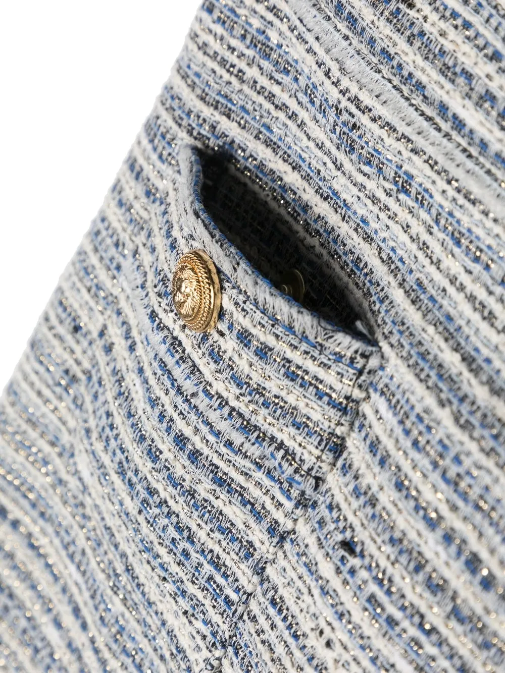 Balmain Patch-pockets Tweed Mini Skirt In White