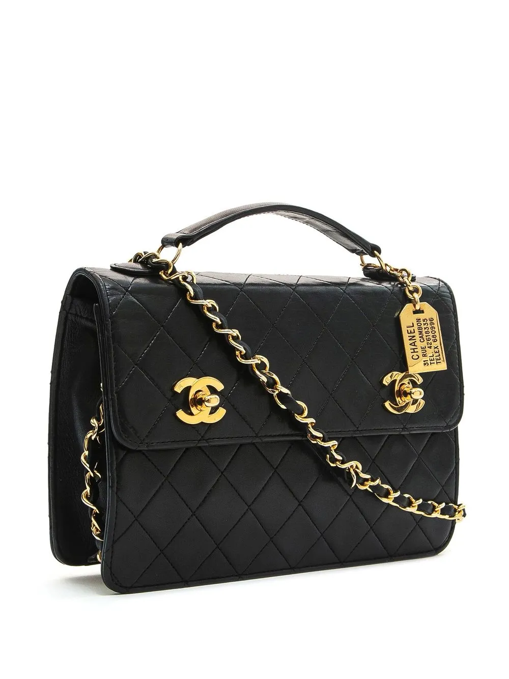 CHANEL PreOwned 19901991 diamondquilted Double CC turnlock twoway