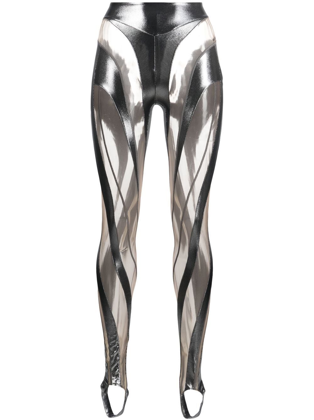 Mugler Illusion Spiral Leggings In Chrome Silver And Nude 02