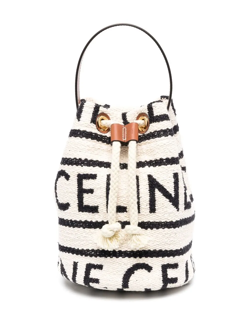 

Céline Pre-Owned Teen logo pattern drawstring handbag - White