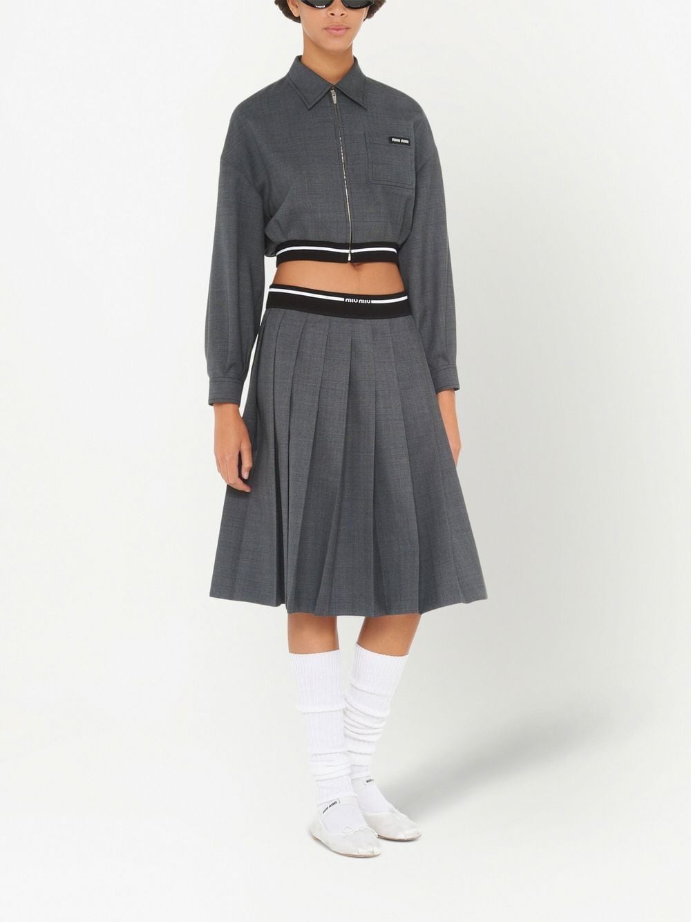 Miu Miu check-print Pleated Wool Skirt - Farfetch