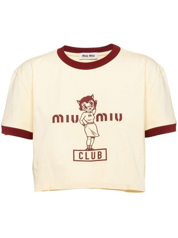 Miu Miu logo-print Cropped T-shirt - Farfetch