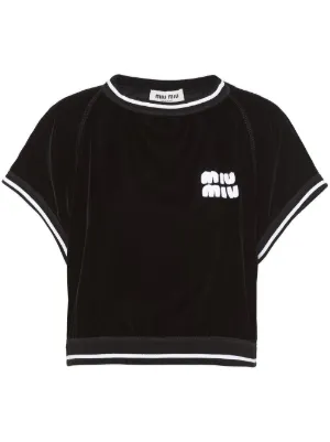 MIU MIU Women Cropped Jersey T-shirt