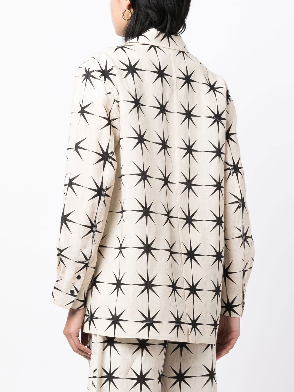 Shop Jnby Printed Linen Blazer In Brown