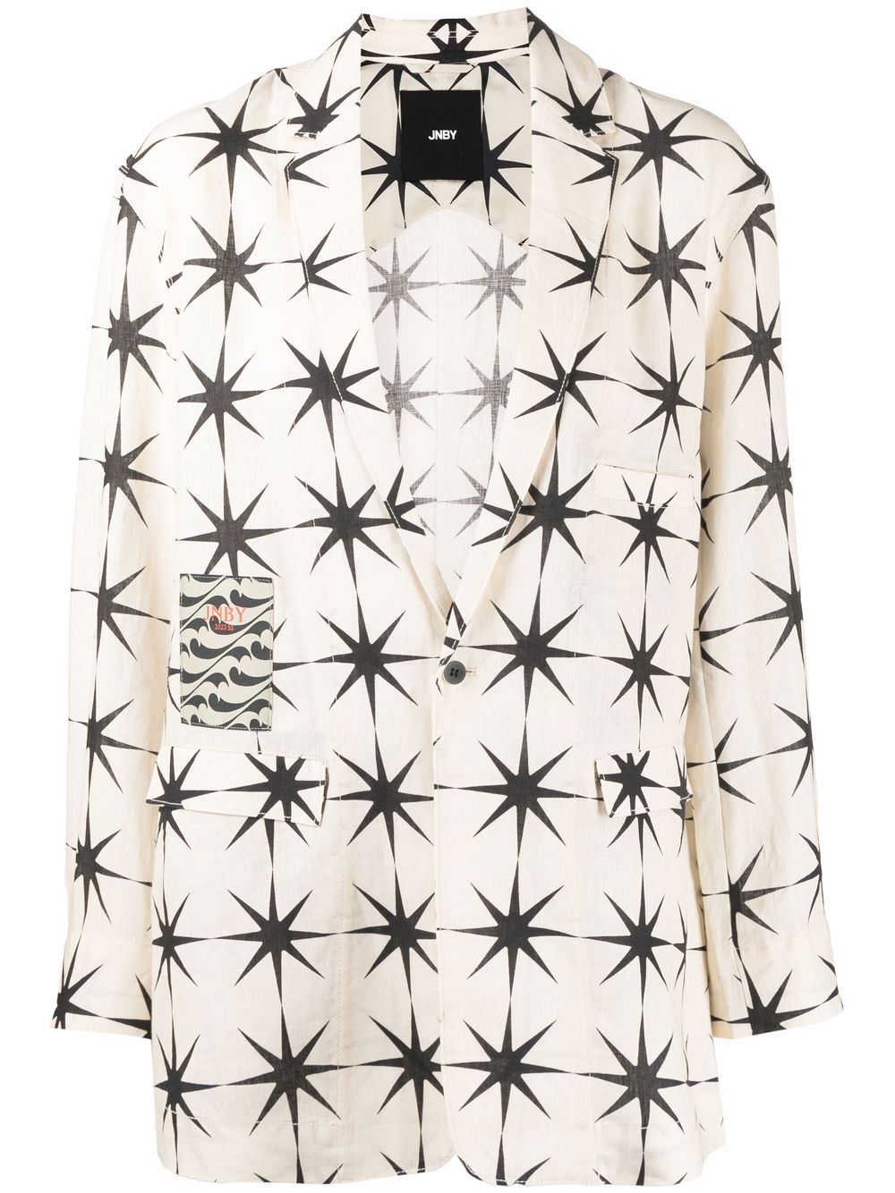 printed linen blazer