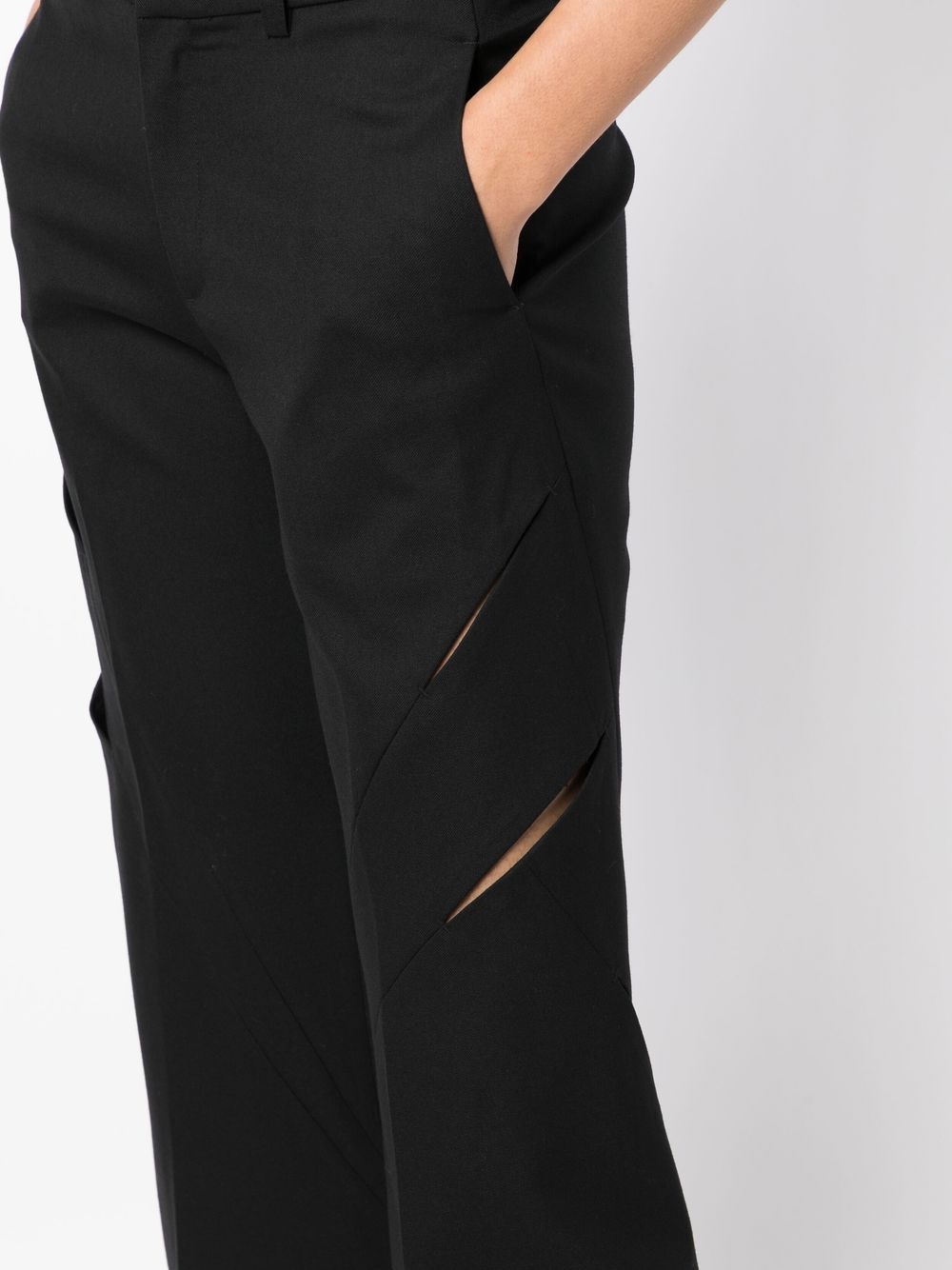 Shop Jnby Cut-out Straight-leg Trousers In Black