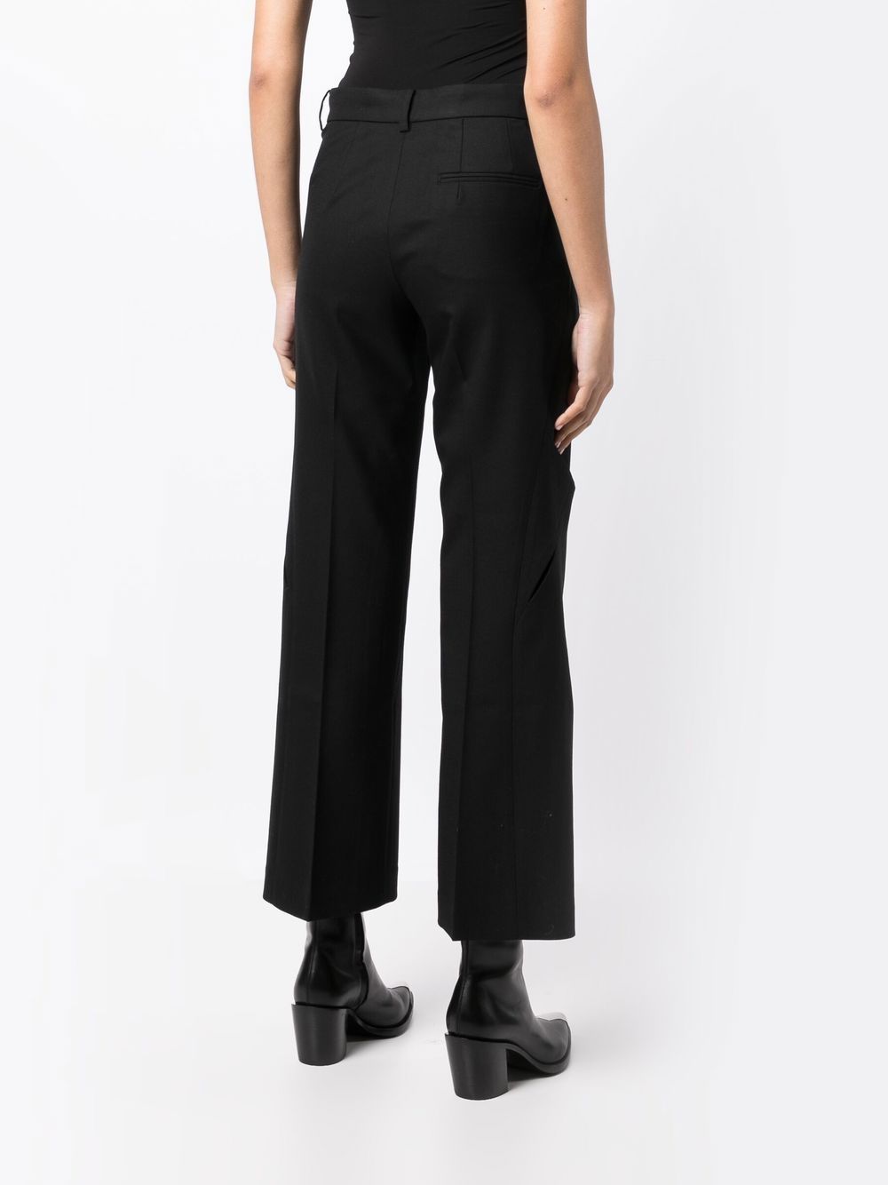 Shop Jnby Cut-out Straight-leg Trousers In Black