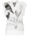 JNBY printed sleeveless vest - White