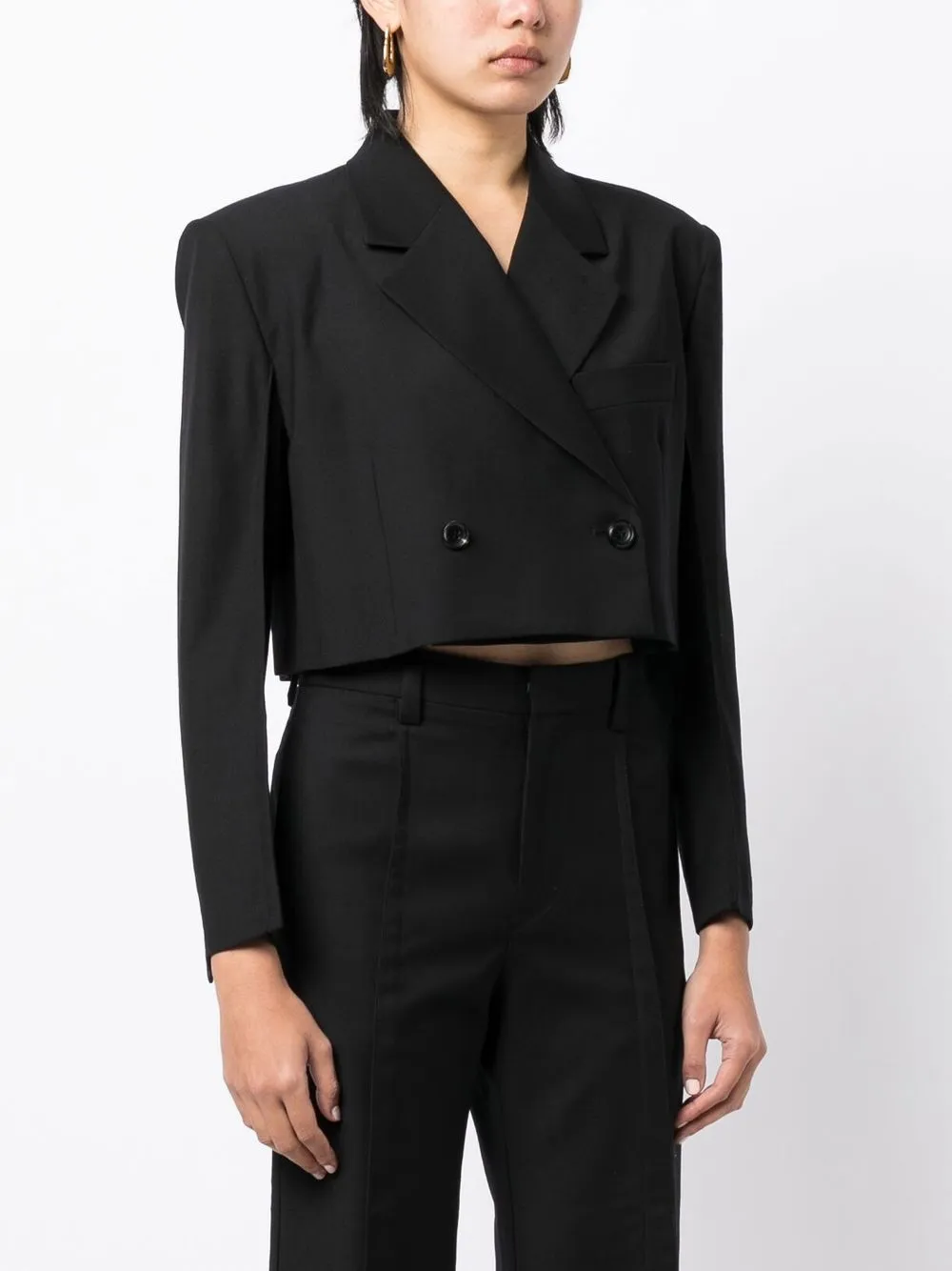 Shop Jnby Cropped.double-breasted Blazer In Black