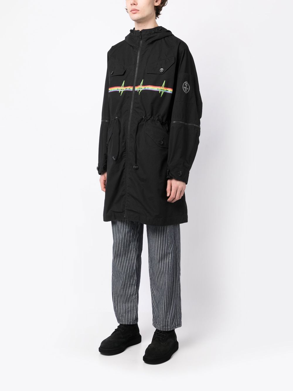 Shop Undercover Graphic-print Hooded Parka In Black
