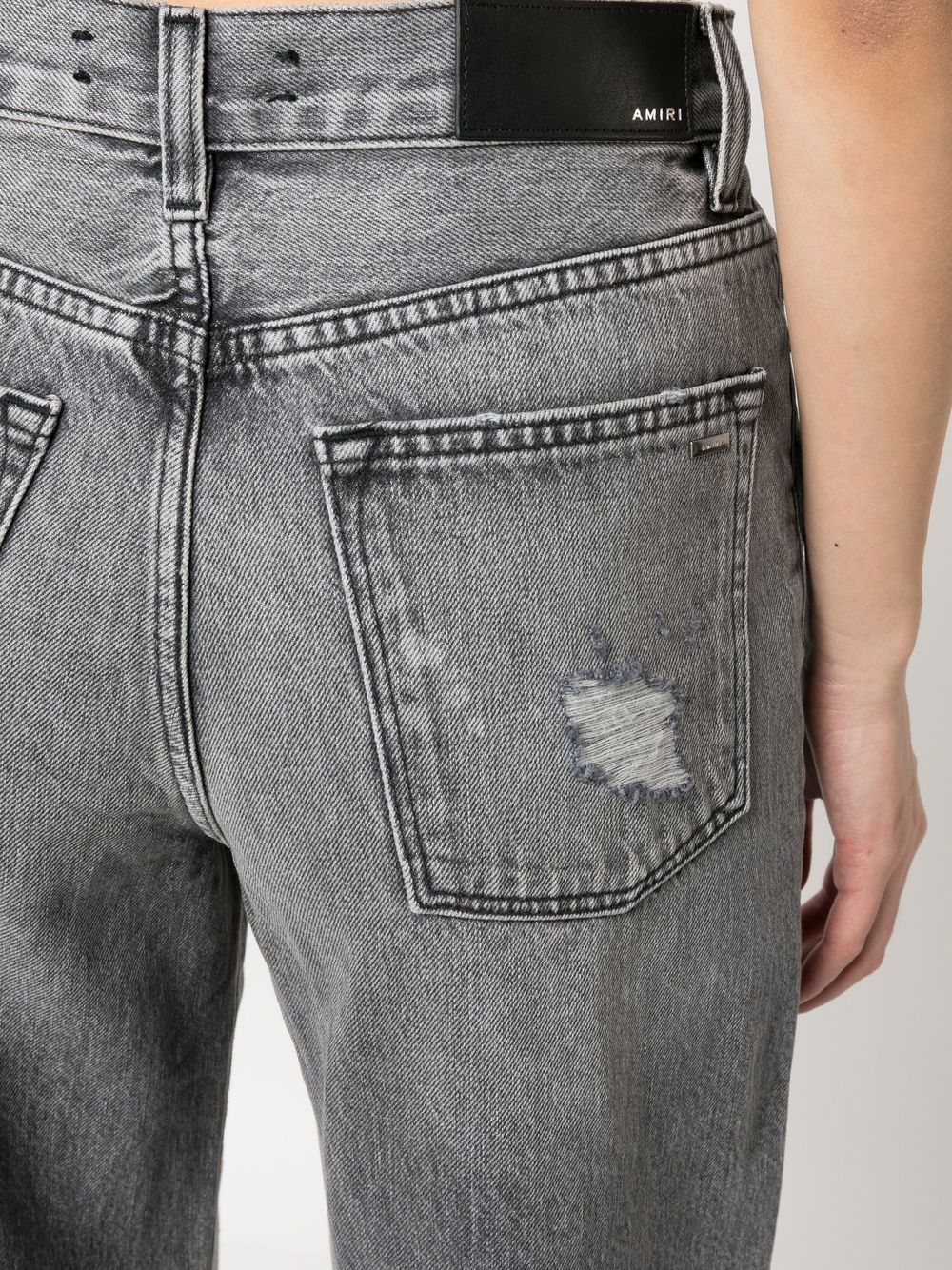 Shop Amiri Distressed Straight-leg Jeans In Grau