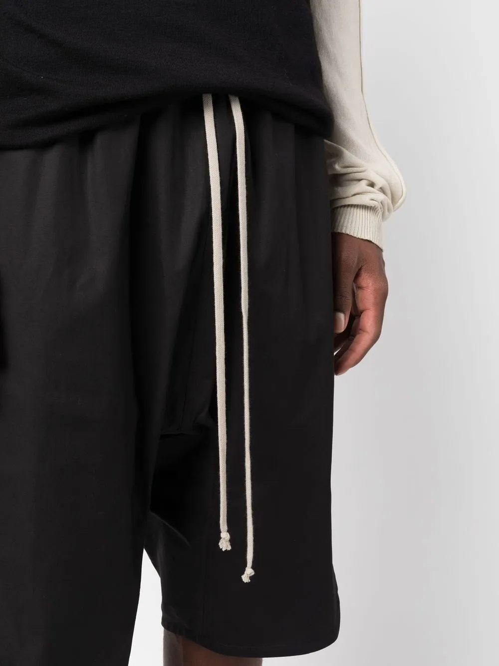 Rick Owens Black Drawstring Waist Shorts In Black
