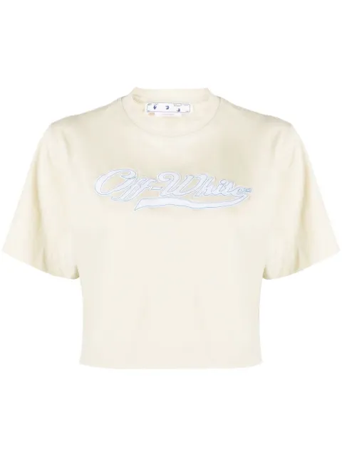 Off-White logo-print cropped T-shirt