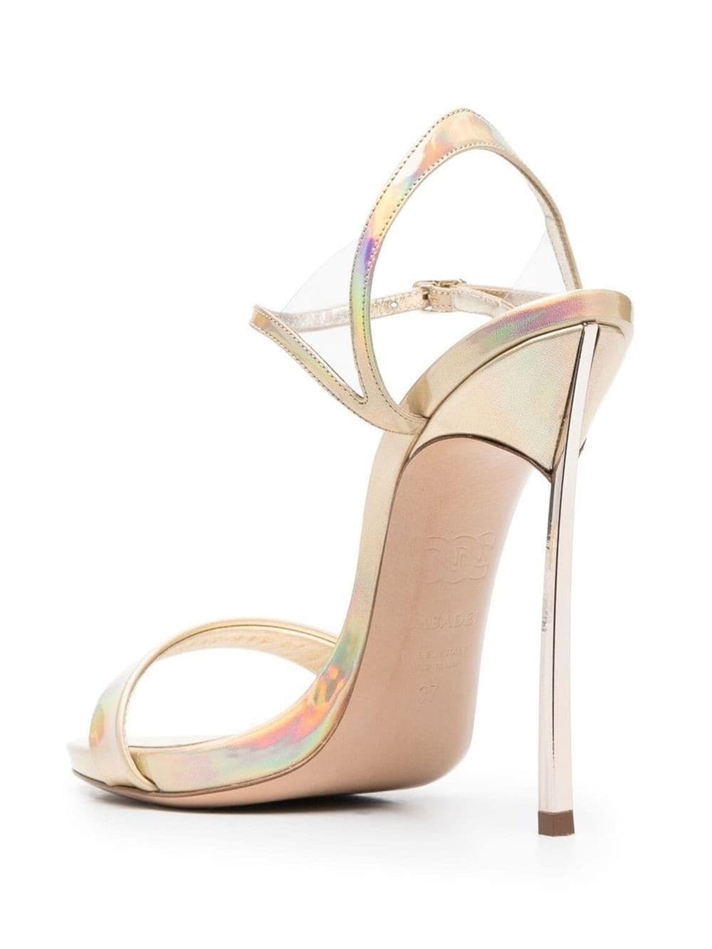 Shop Casadei Holographic 130mm Sandals In Gold