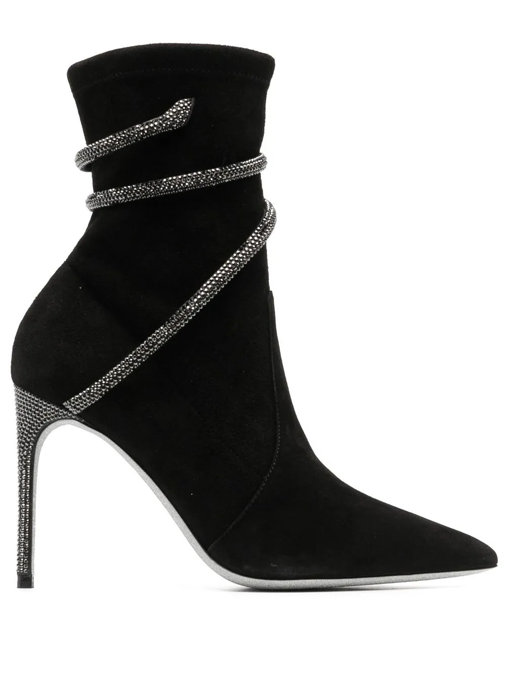 

René Caovilla snake-detail 100mm pointed boots - Black