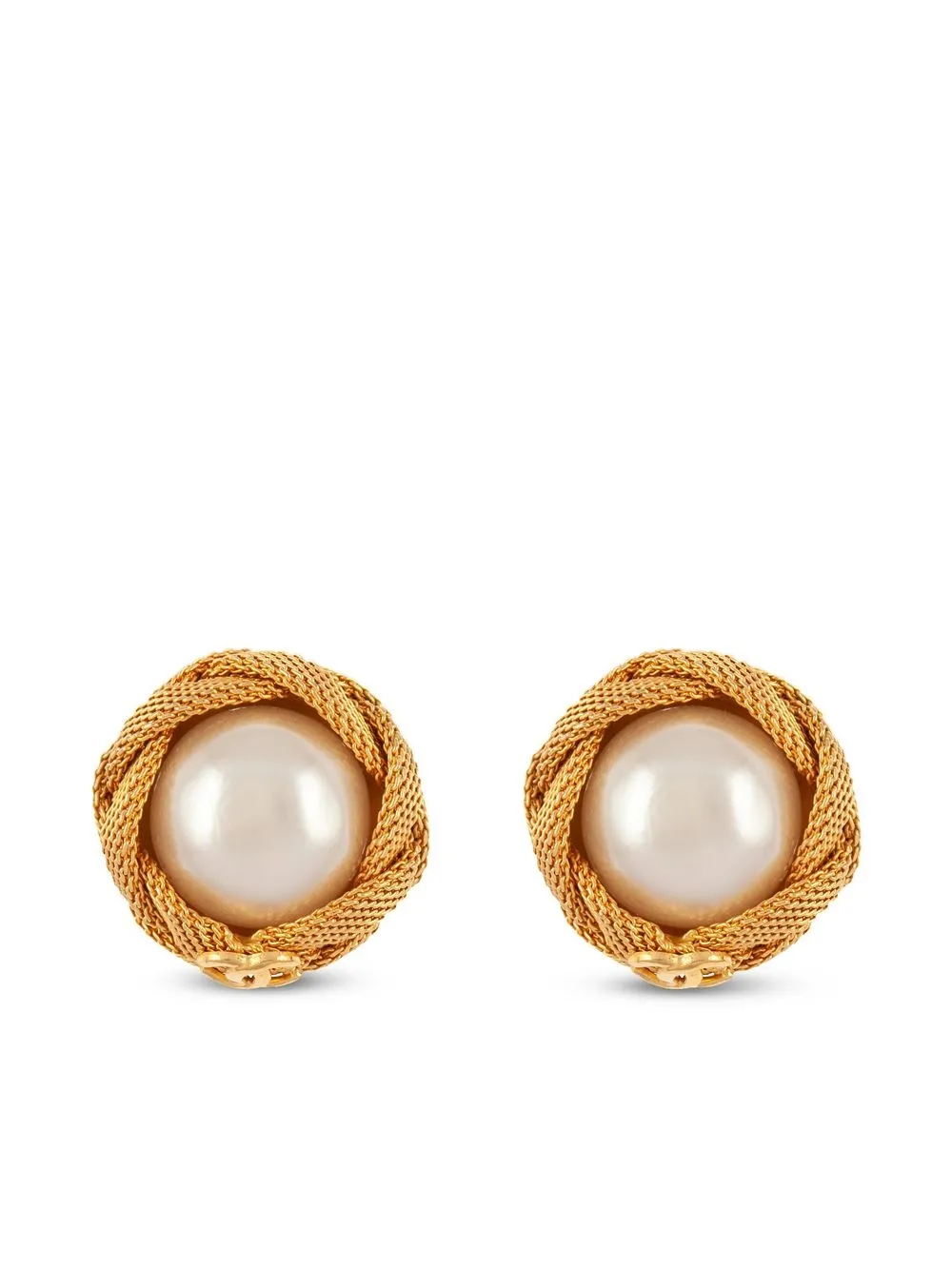 

CHANEL Pre-Owned 1997 faux pearl clip-on earrings - Gold