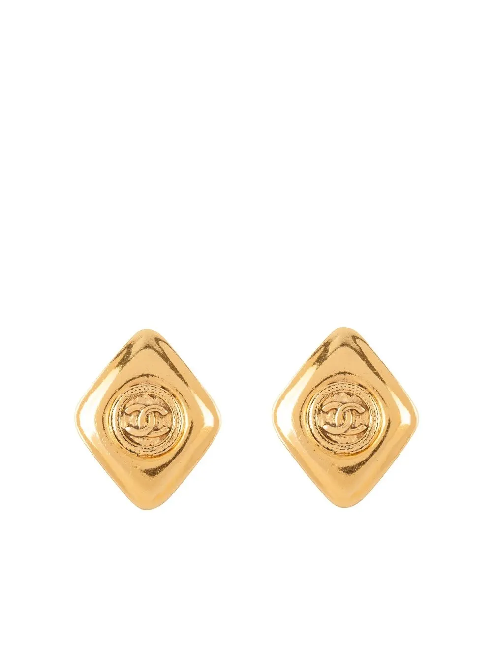 

CHANEL Pre-Owned aretes de clip CC con forma de diamante 1980 - Dorado