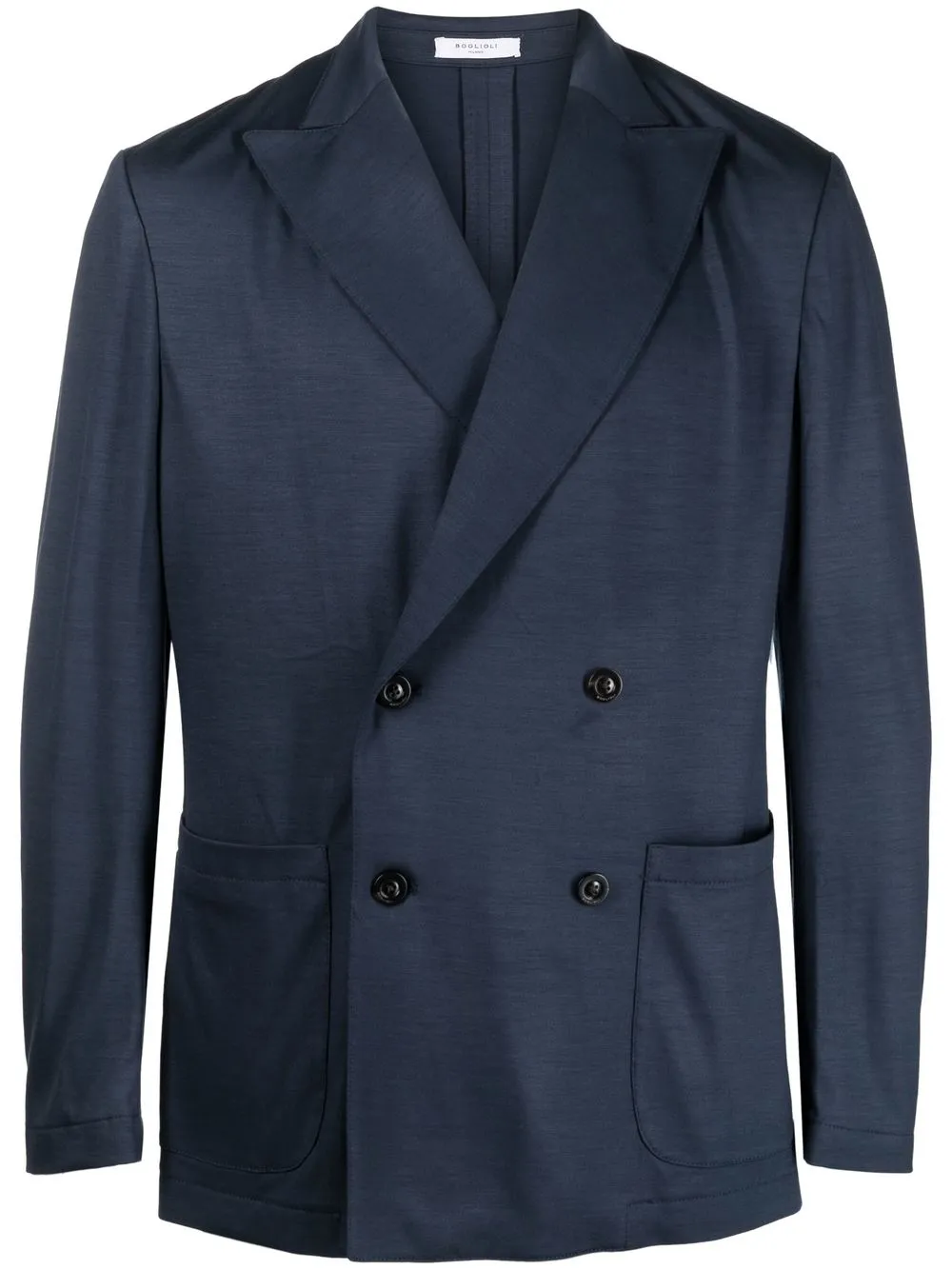 Shop Boglioli Virgin-wool Double-breasted Blazer In Blau