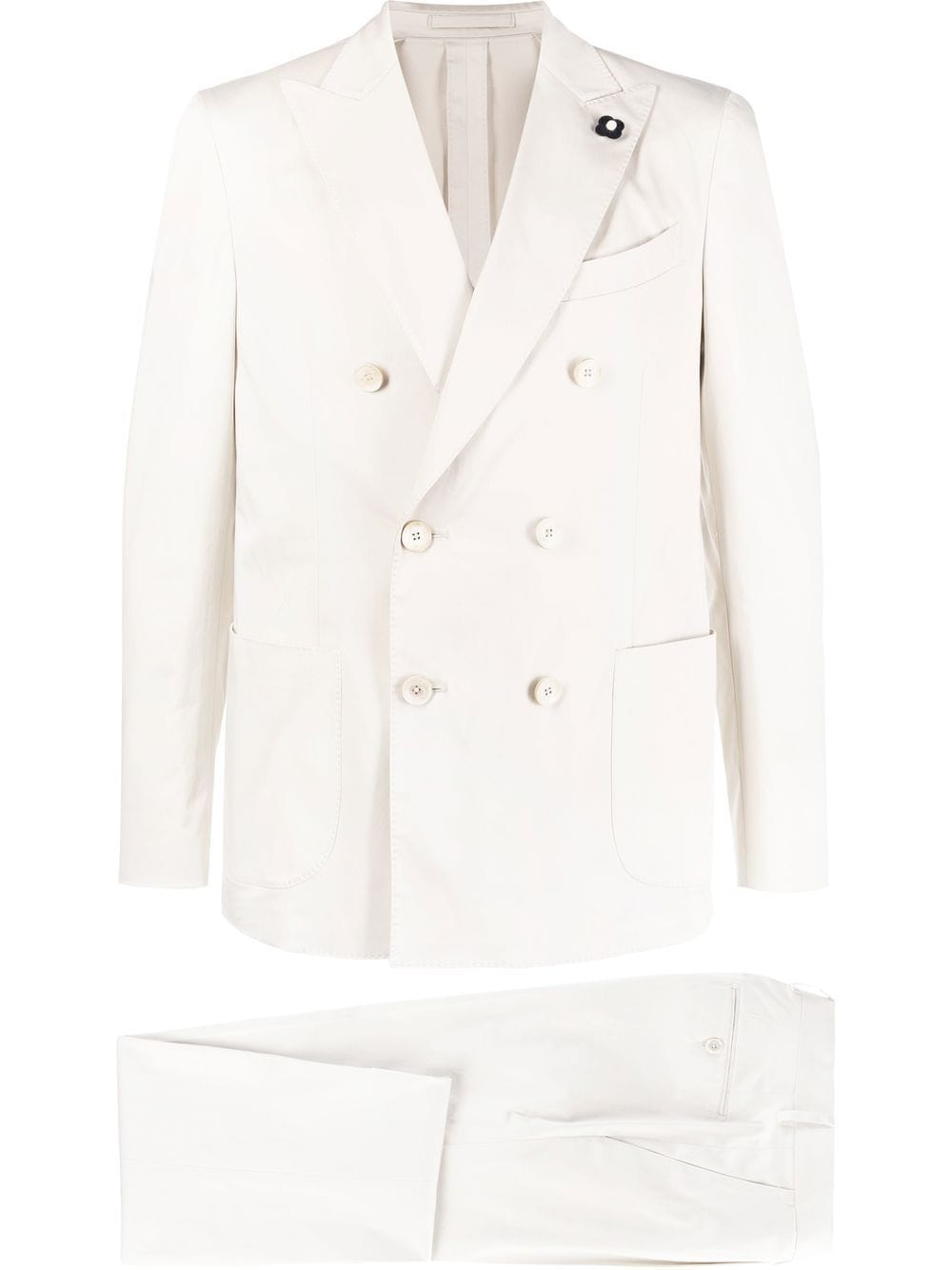 Lardini Double-breasted Two-piece Suit In White