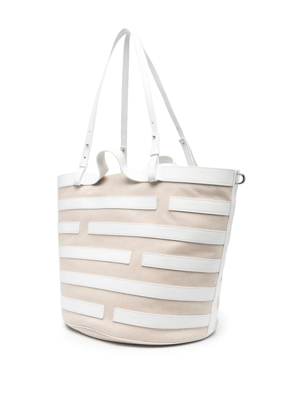 Casadei Stripe-pattern Leather Tote Bag In Nude