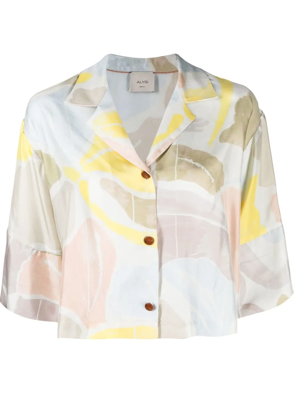 

Alysi graphic-print notched-collar blouse - Neutrals