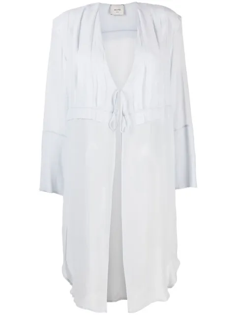 Alysi pleat-detail tie-fastened coat