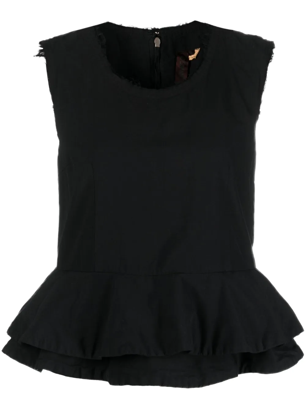 Comme Des Garçons Distressed-finish Peplum-waist Blouse In Black