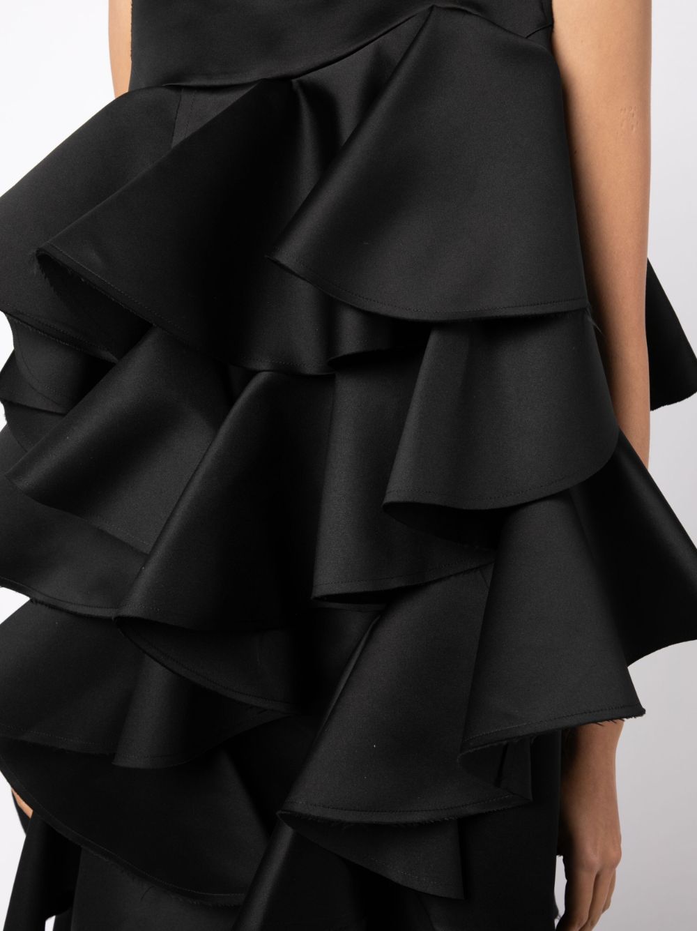 Shop Comme Des Garçons Ruffled Cotton Dress In Black