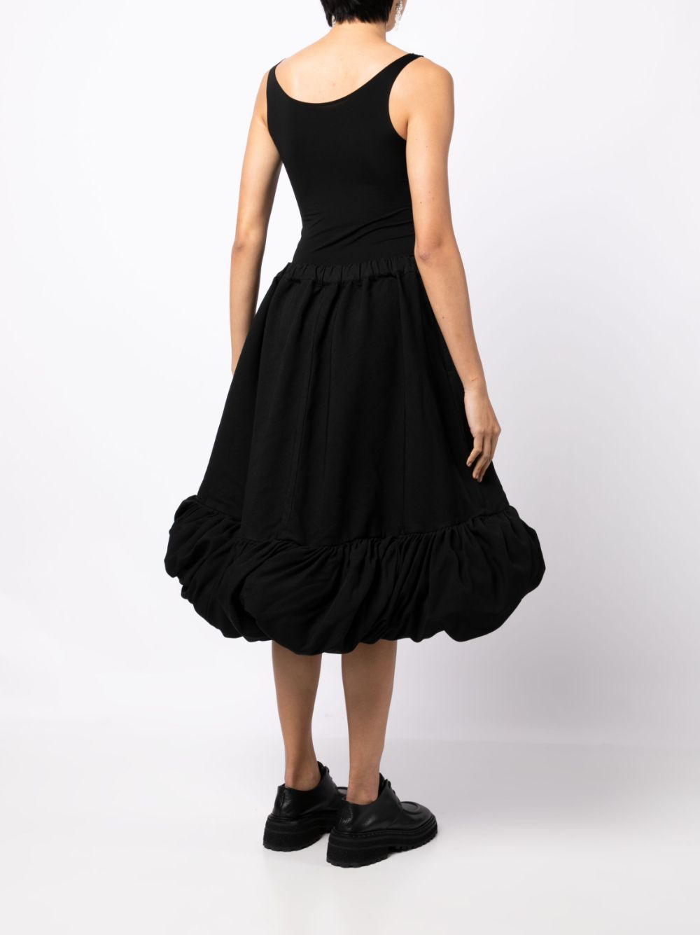Shop Comme Des Garçons Ruched Midi Skirt In Black