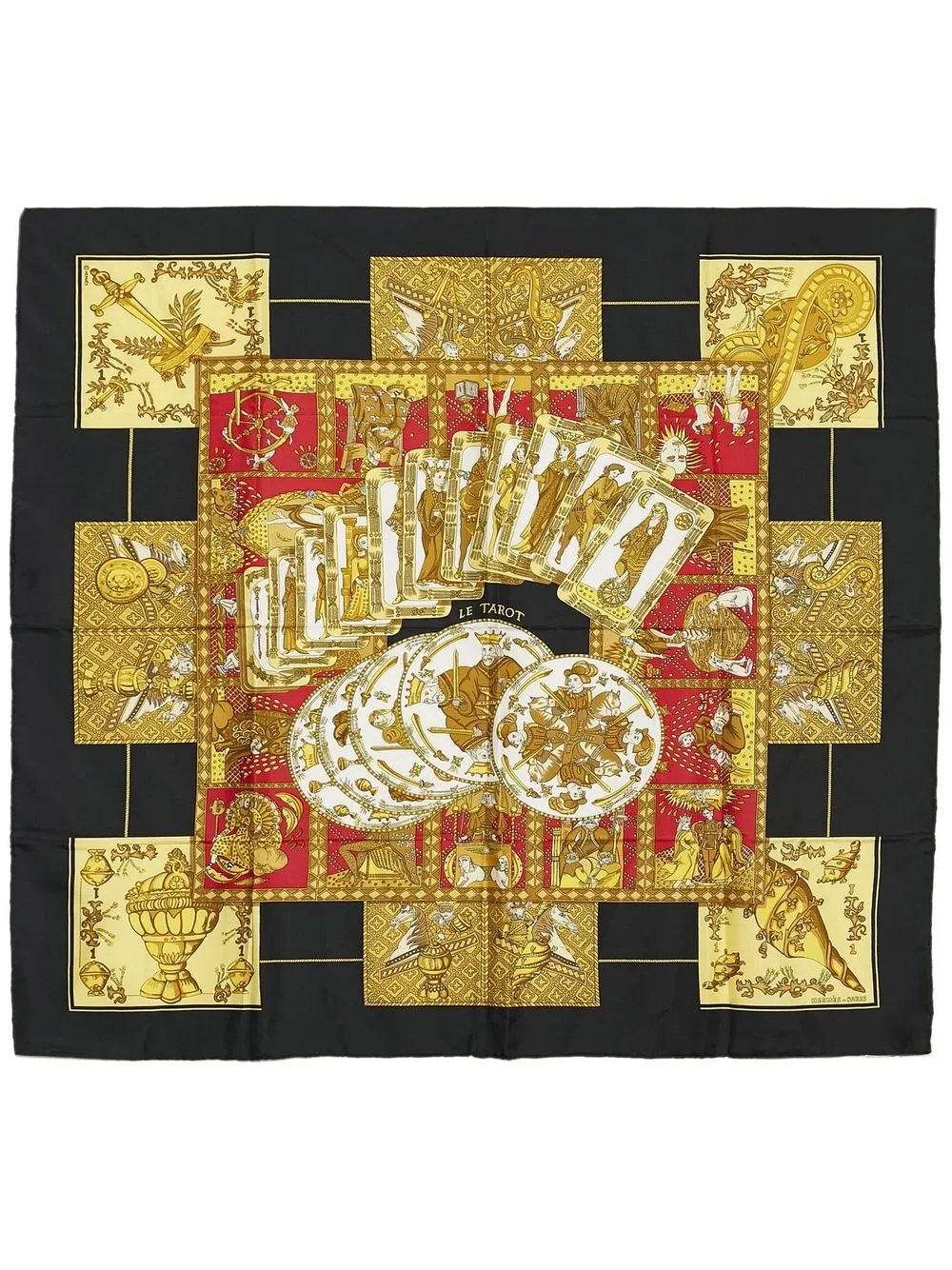 

Hermès 2010s pre-owned Le Tarot printed silk scarf - Black