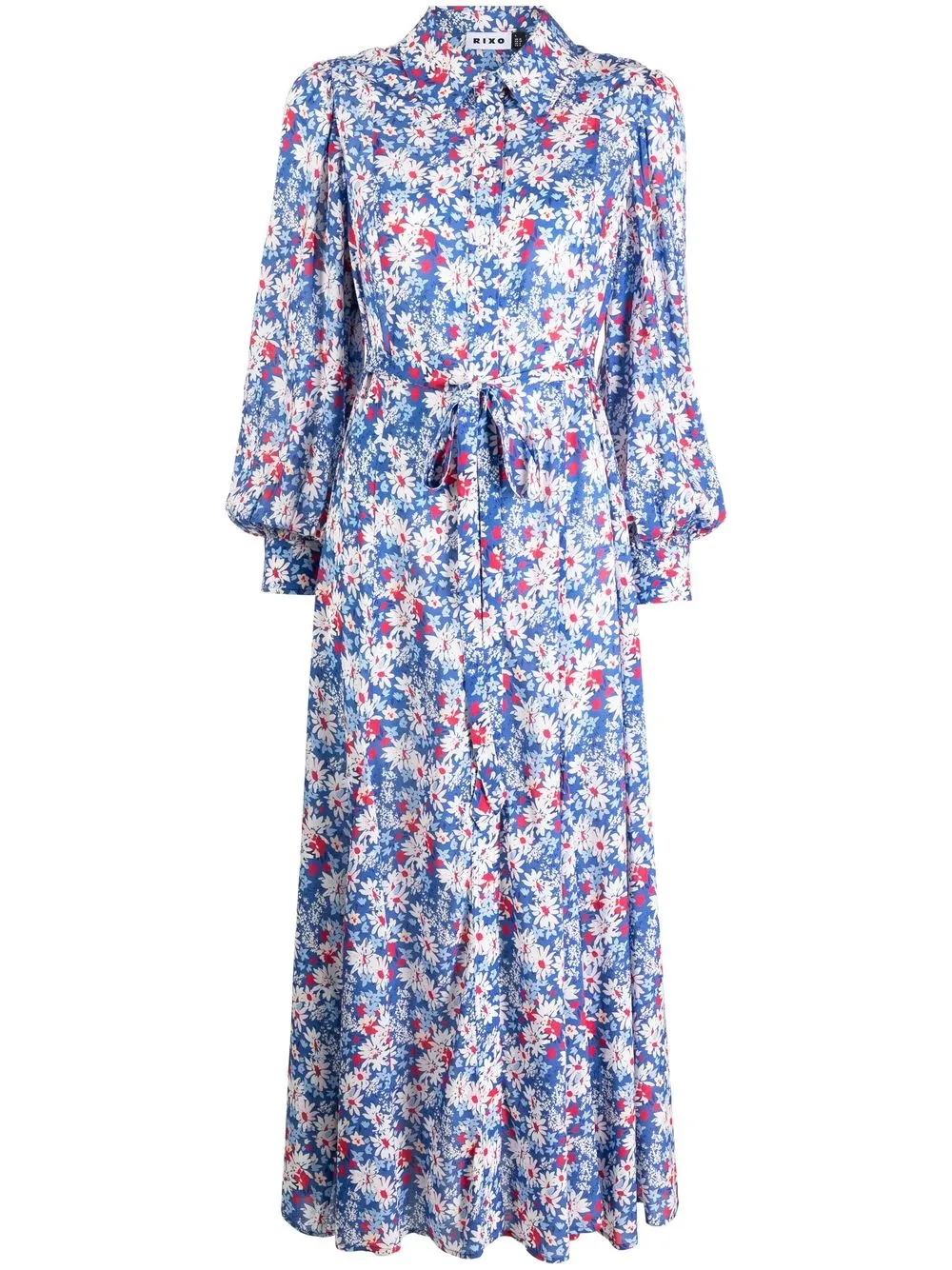 

Rixo floral-print shirt dress - Blue