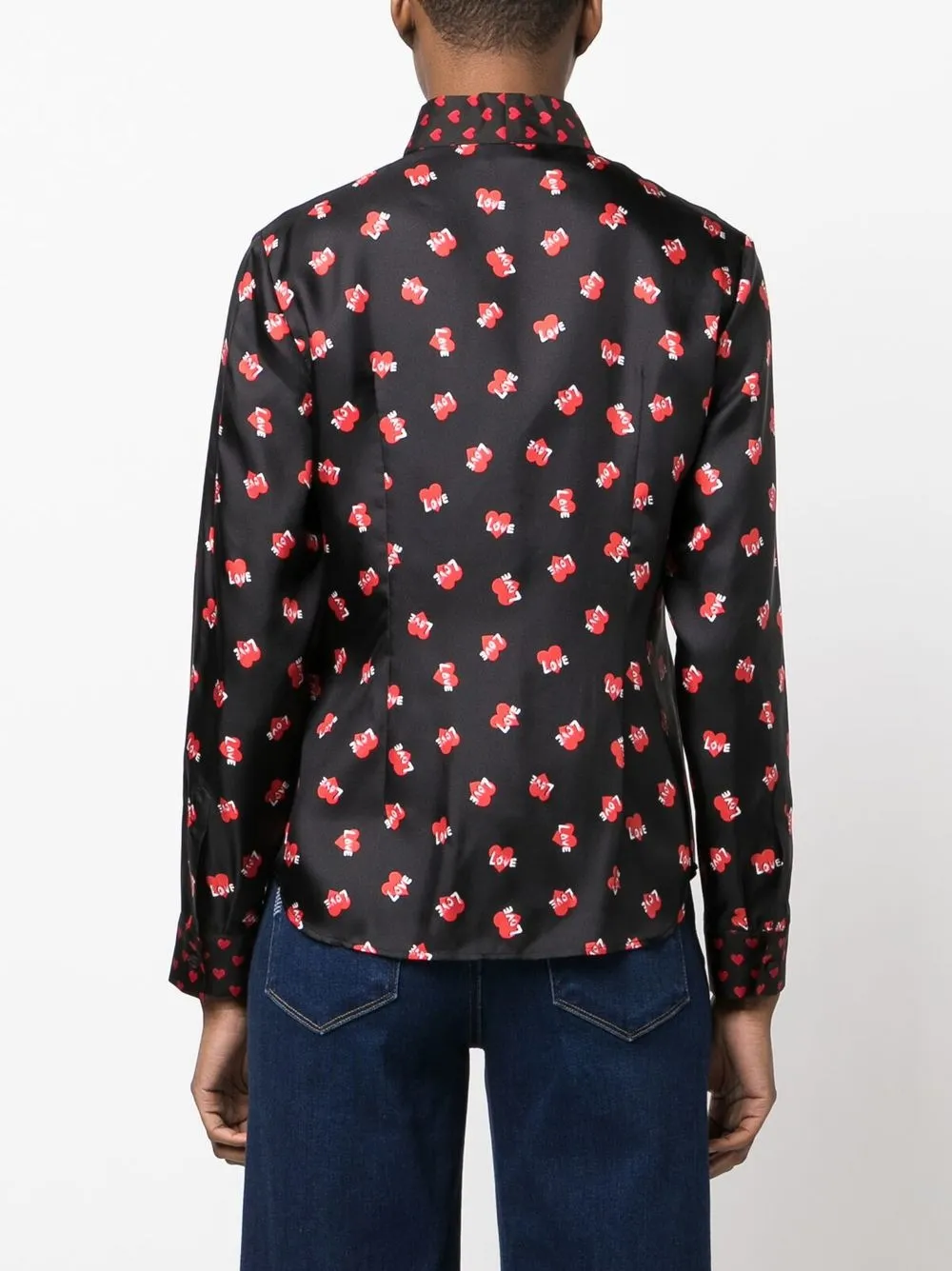 Red Valentino Printed Silk Twill Shirt In Black Modesens