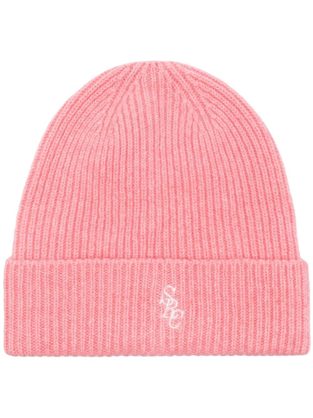 

Sporty & Rich logo-embroidered ribbed-knit beanie hat - Pink