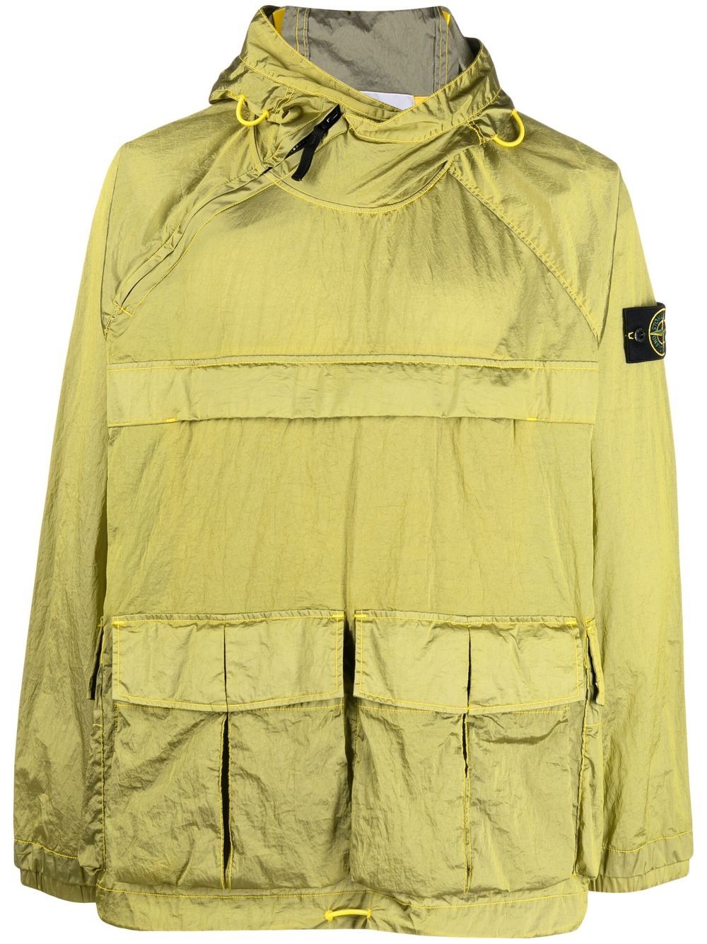 Stone Island Hooded Windbreaker In Green