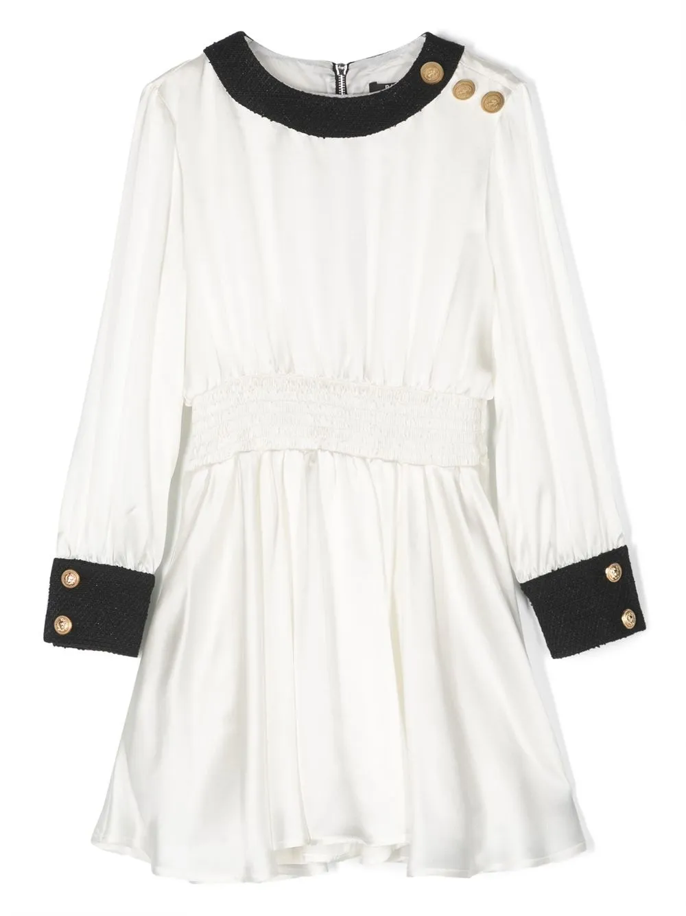 

Balmain Kids contrasting-trim silk dress - White