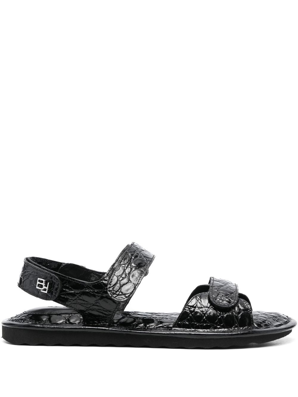 

BY FAR crocodile-effect logo-detail sandals - Black