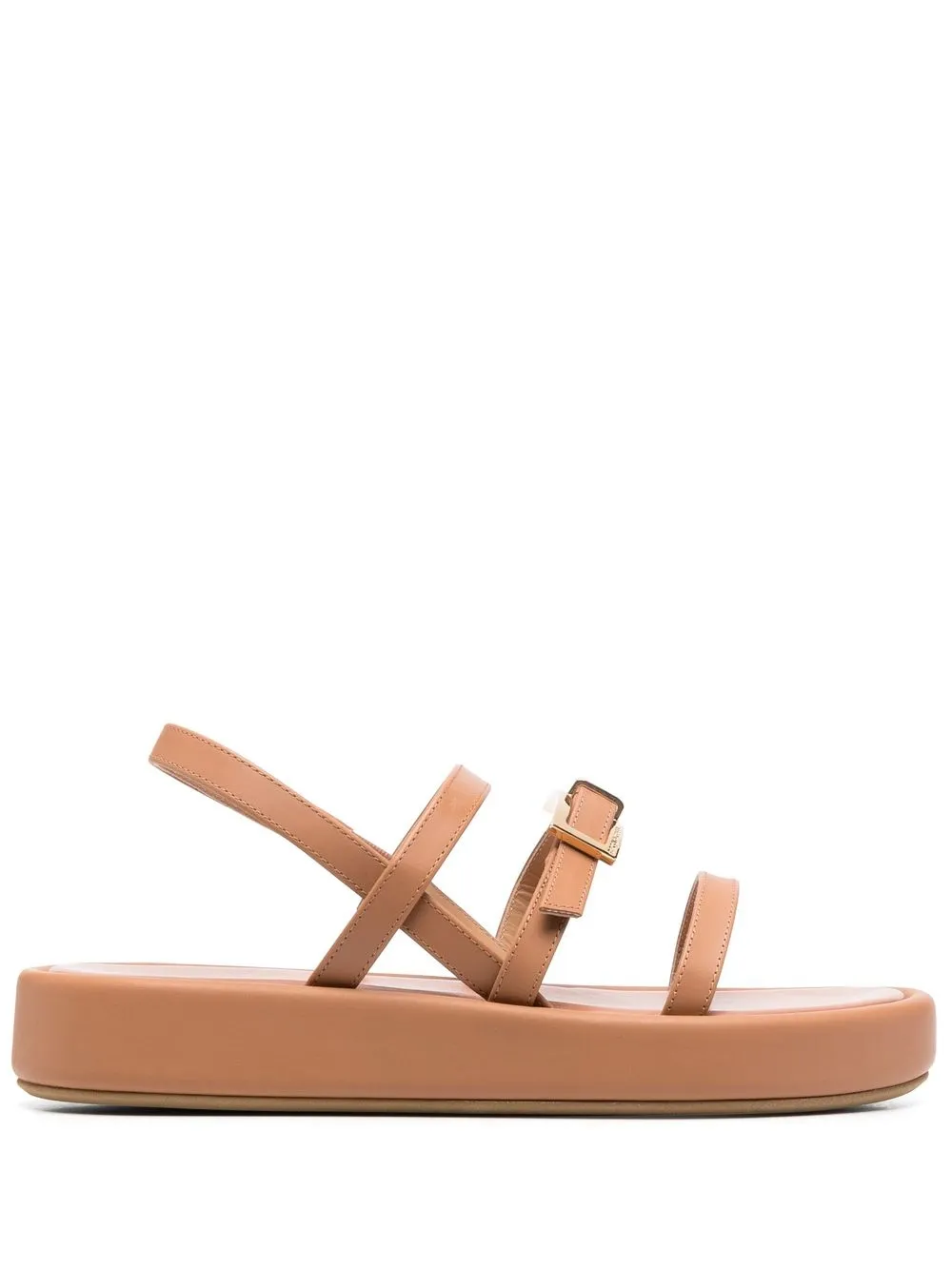 Sergio Rossi Strap Design Leather Sandals In Brown