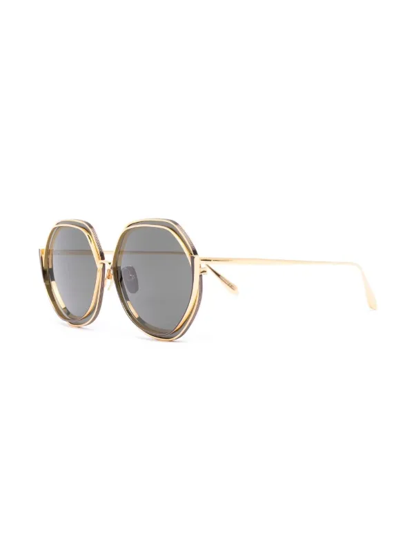 Linda Farrow Rounded hexagonal-frame Sunglasses | Gold 