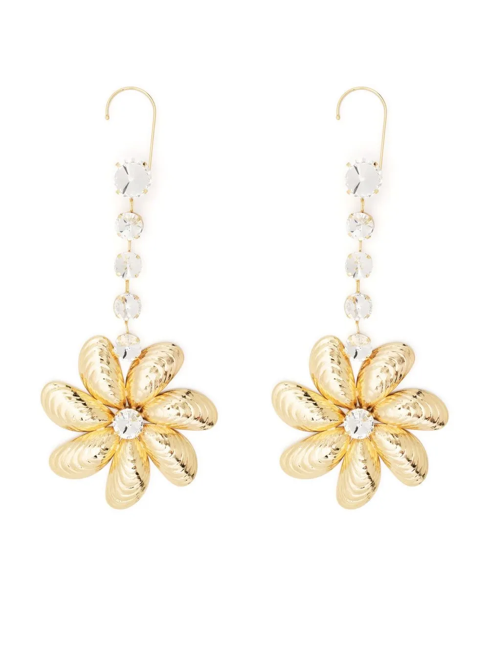 

AREA crystal-embellished floral drop earrings - Gold