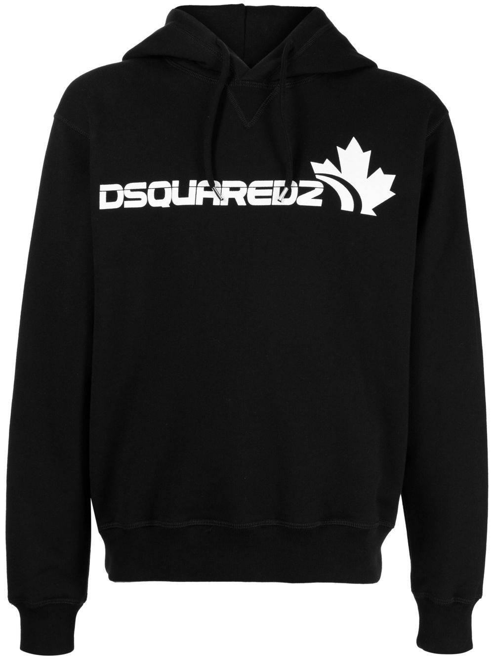Dsquared2 Logo-print Long-sleeve Hoodie In Black