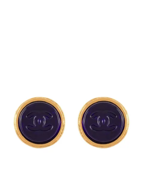CHANEL Pre-Owned 1993 CC button clip-on earrings