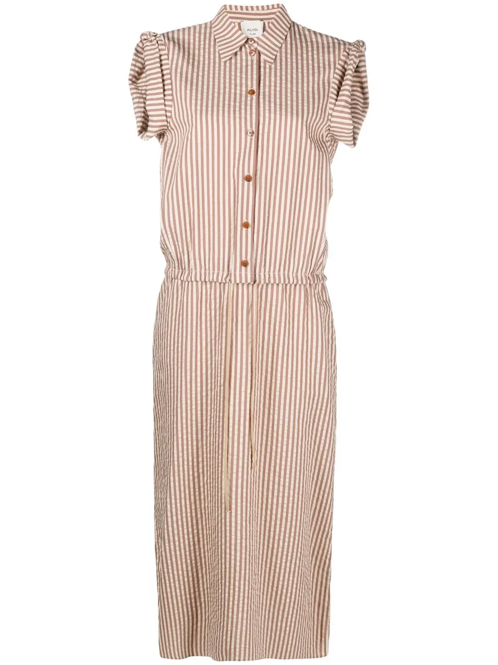 Alysi Pinstripe-print Shirt Dress In Braun | ModeSens