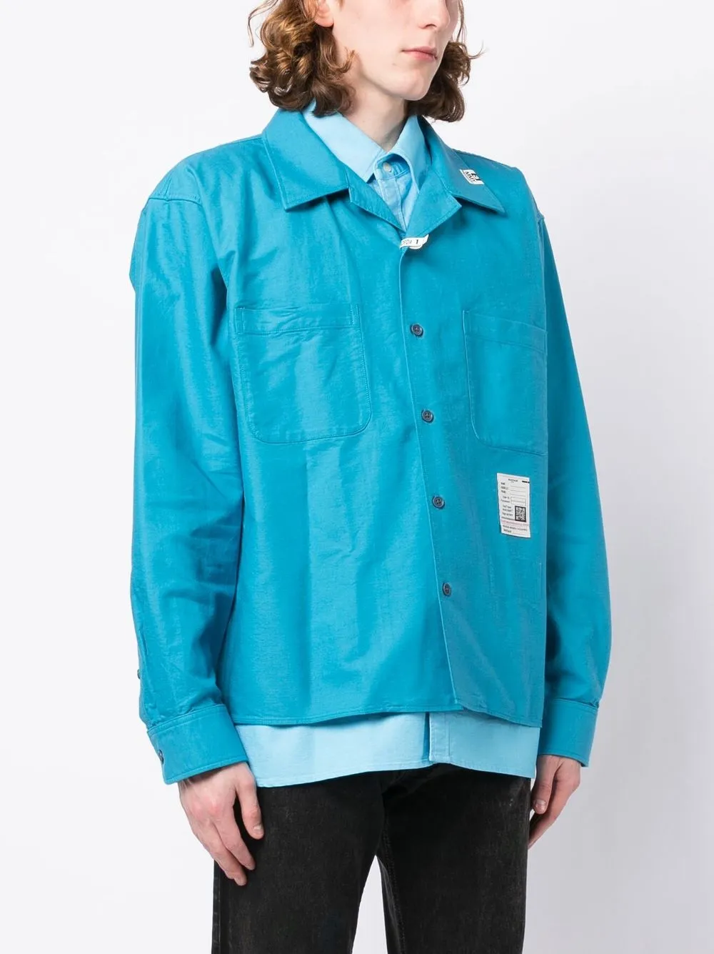 Shop Miharayasuhiro Layered-detail Long-sleeved Shirt In Blue