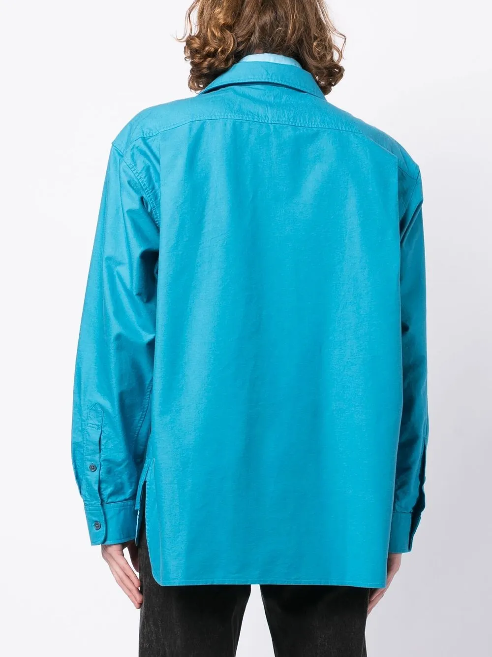 Shop Miharayasuhiro Layered-detail Long-sleeved Shirt In Blue