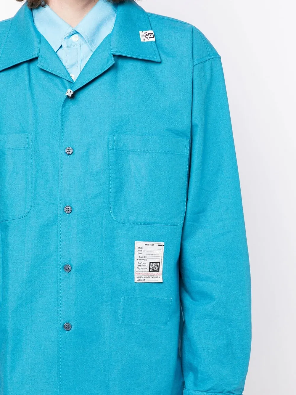 Shop Miharayasuhiro Layered-detail Long-sleeved Shirt In Blue